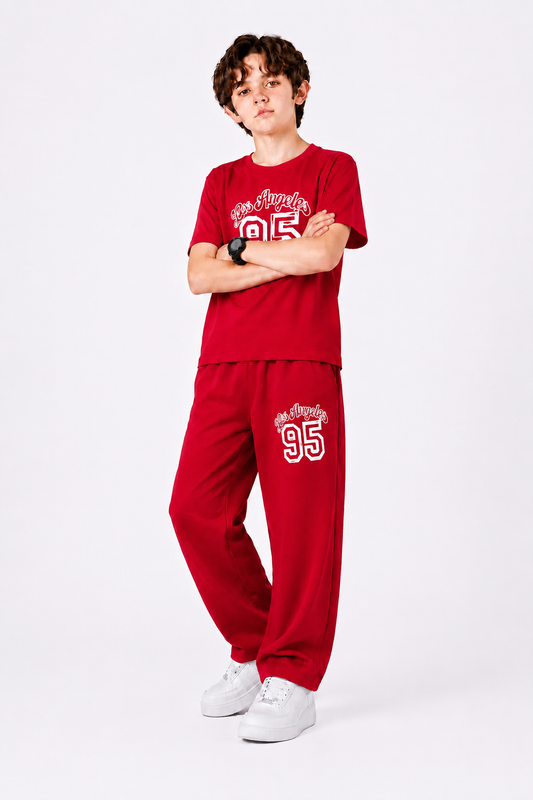 [Los Angeles ] Carrot Red Boys T-Shirt & Trouser 731