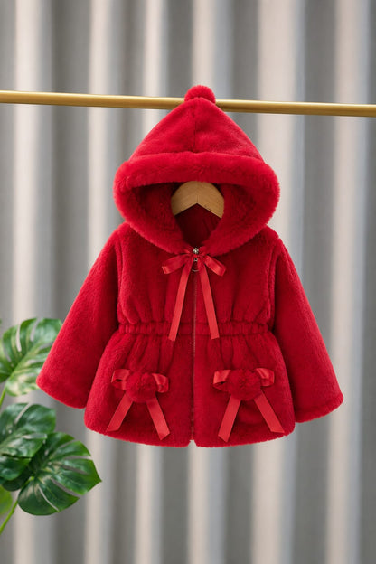 Ruby Puff Bow Coat -Red 506