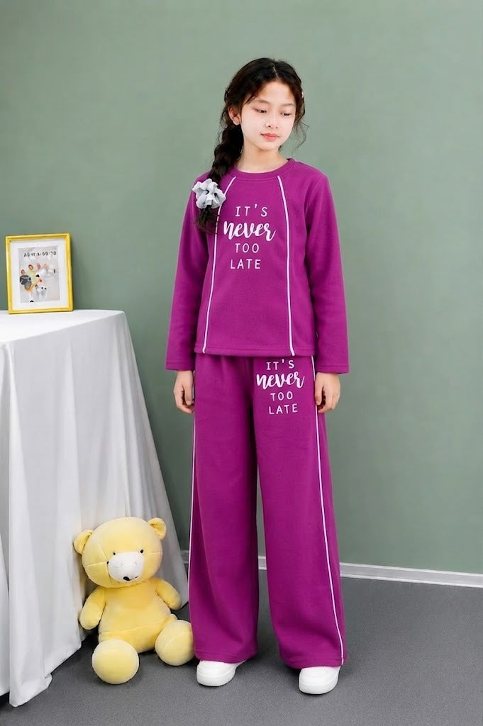 It’s Never too late(Deep Magenta Purple Color) Fleece Tracksuit