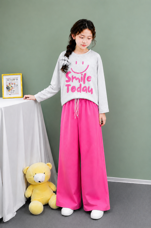 [Smile Today ] Printed Lightweight Terry  T-Shirt & Trouser 521