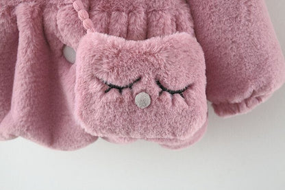 Bunny Bow  Plush Coat - Dusty Pink 910