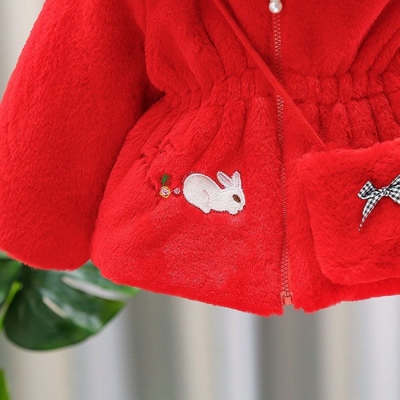 Bunny Bliss Plush Coat Red 914