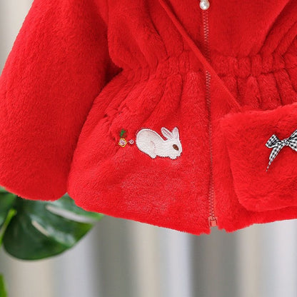 Bunny Bliss Plush Coat Red 914