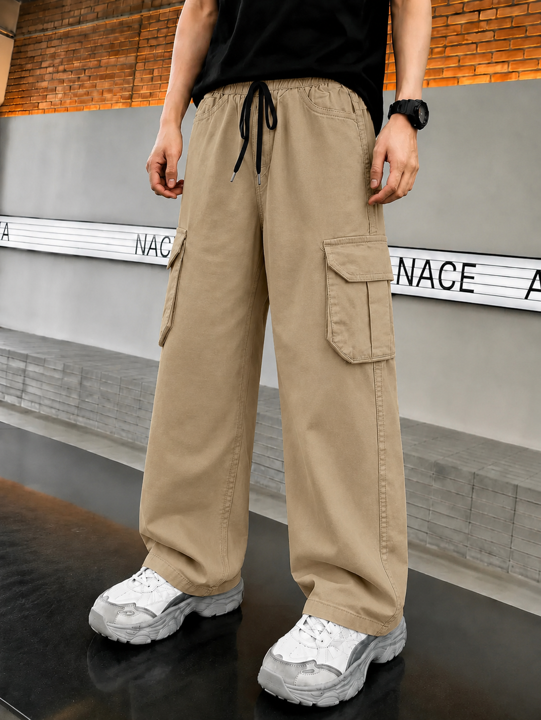 Boys Light Khaki Baggy Cotton Pants 222