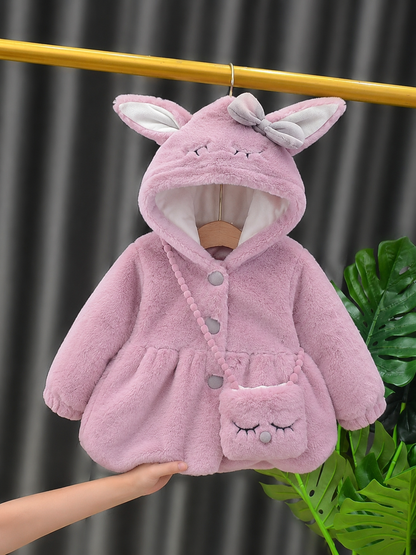Bunny Bow  Plush Coat - Dusty Pink 910