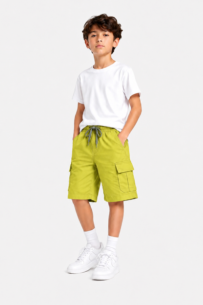 6 Pocket Cargo  Soft Cotton  Boys Shorts - Yellow & Mustard  Color 438