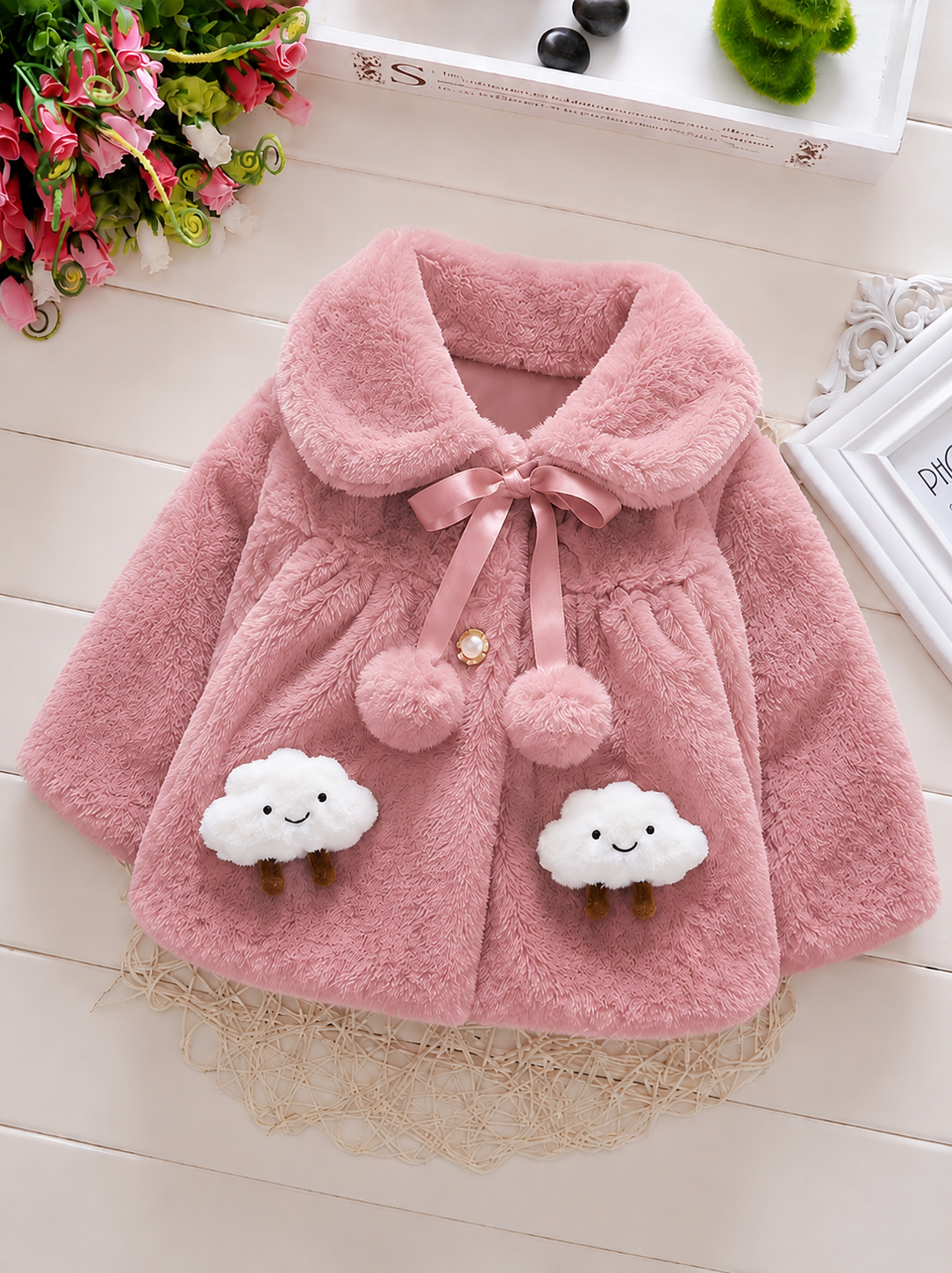 Bunny Belle Plush Cape -Dusty Pink 917