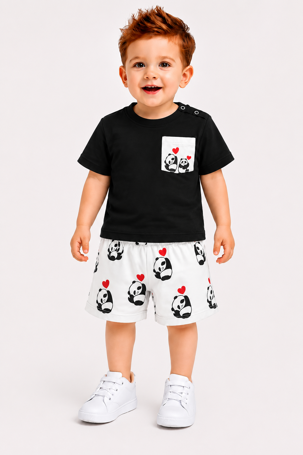 Panda Printed Black New Born Nicker Suit 625