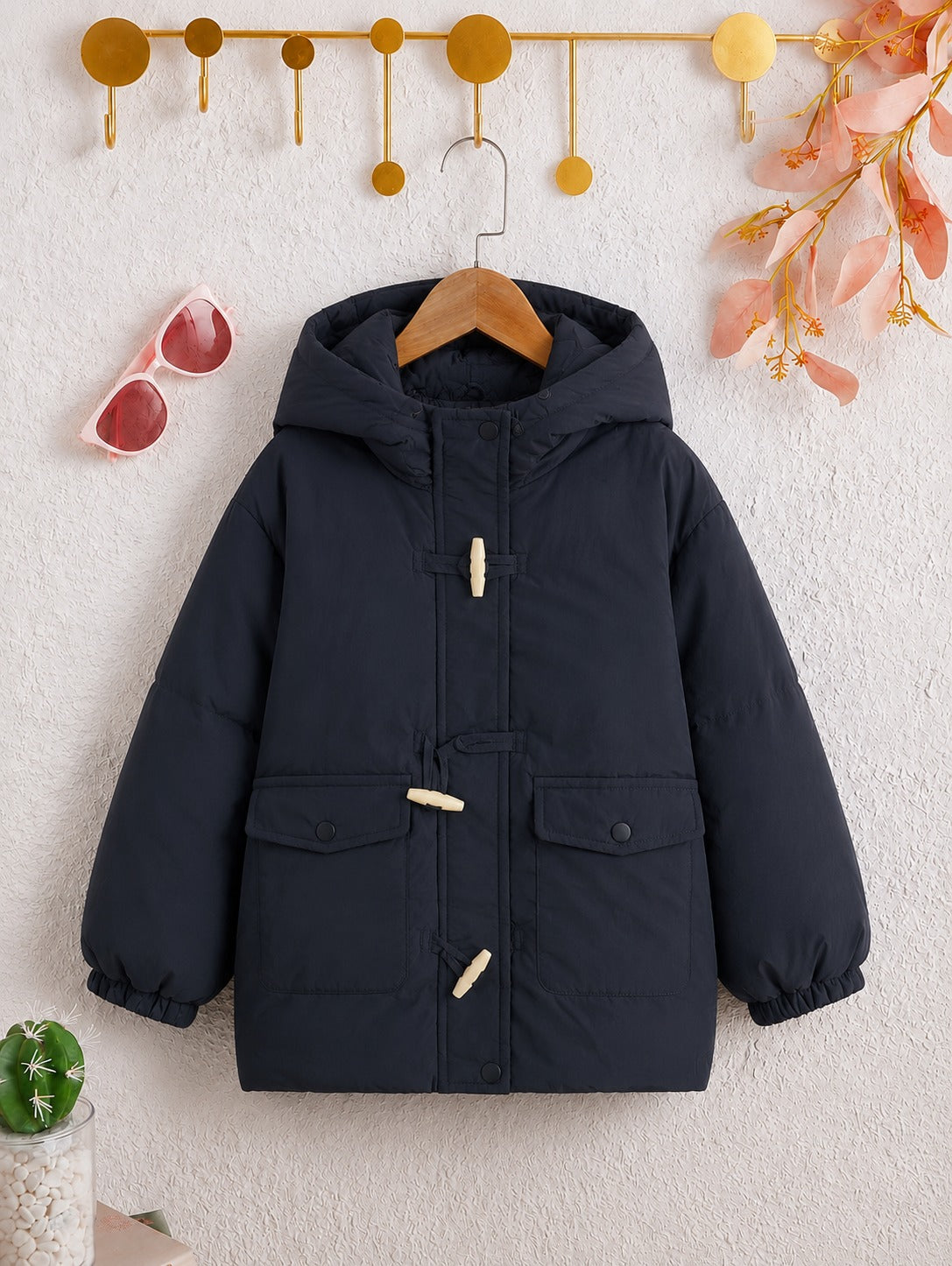 Black Duffle Puffer Jacket 116+294