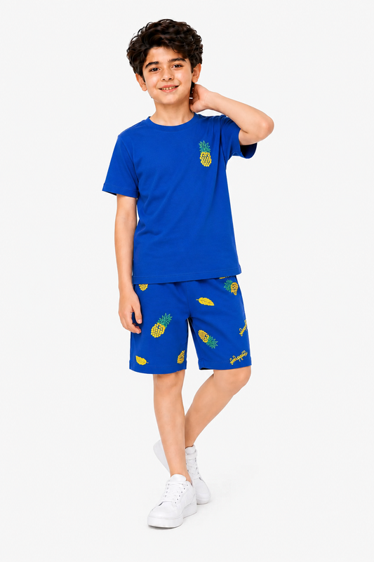 Pineapple Printed Blue  Boys Nicker Suit 627