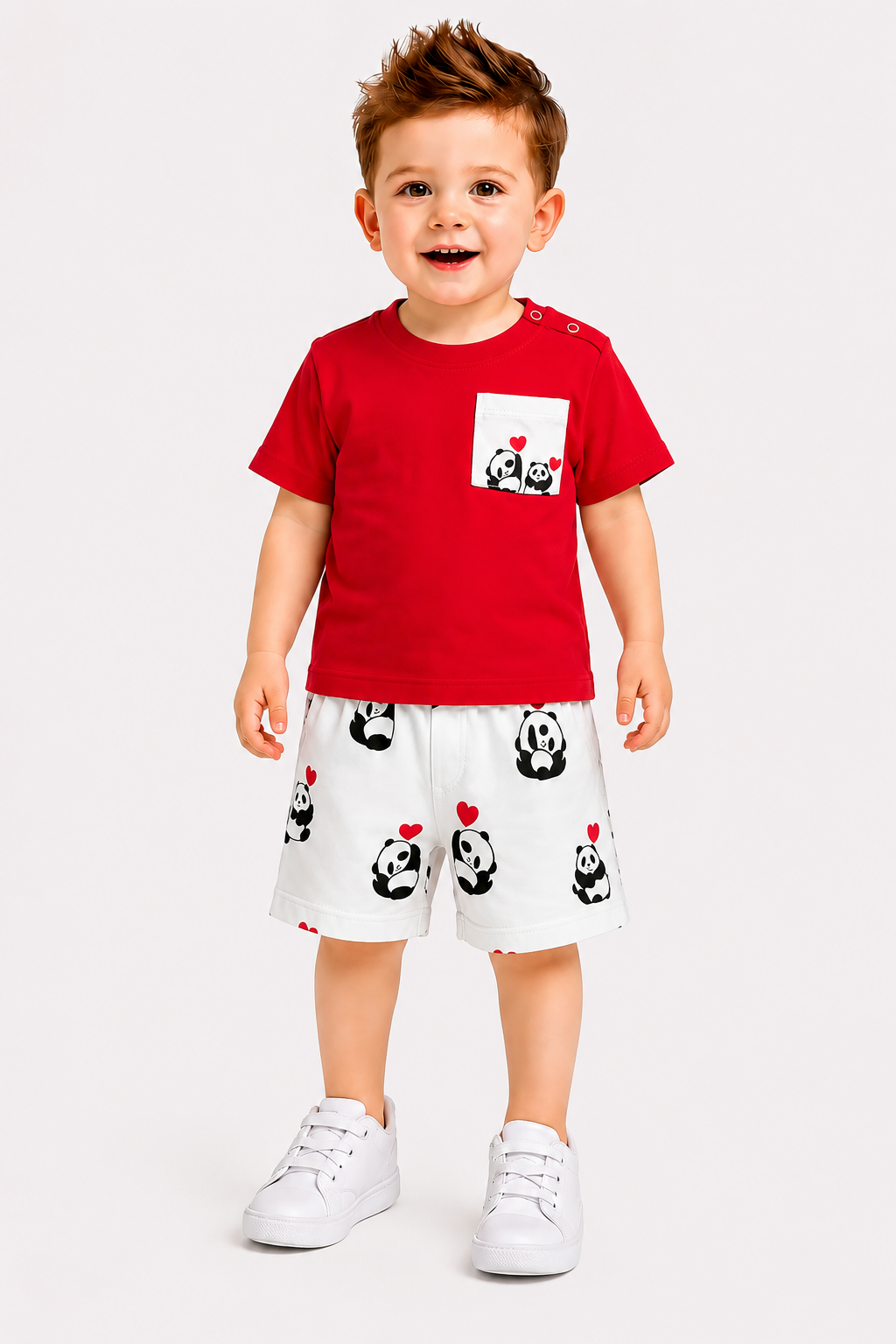 Panda Printed Red New Born Nicker Suit 613