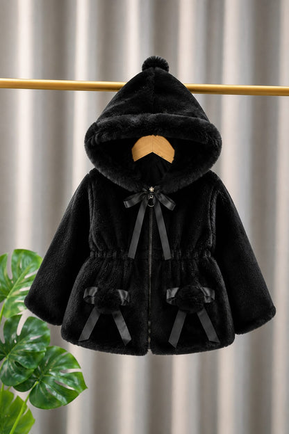 Ruby Puff Bow Coat -Black 506