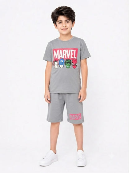 Marvel Printed Grey Boys Nicker Suit