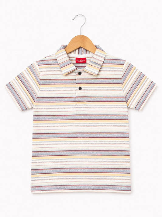 Multi Color Checked Boys Polo Shirt 215