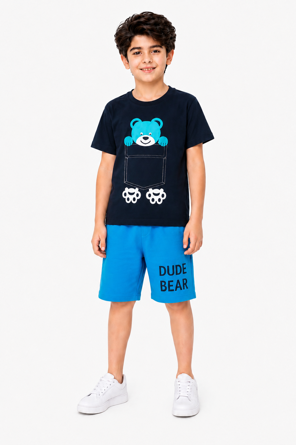 Pocket Bear Play Printed Black & Blue Boys Nicker Suit 296