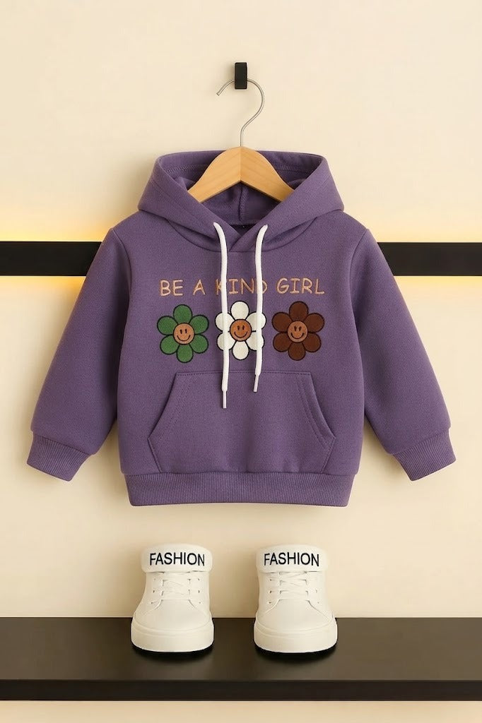"Be A Kind Girl" Print Purple Hoodie For Girls 513