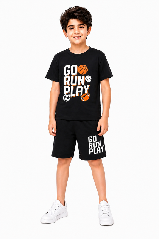 [Go Run Play] Printed Black Nicker Suit Boys 258