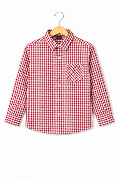 Red & White  Checked Long Sleeves Casual Shirt