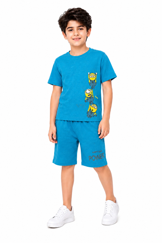 Yellow Alanes Printed Blue Nicker Suit Boys