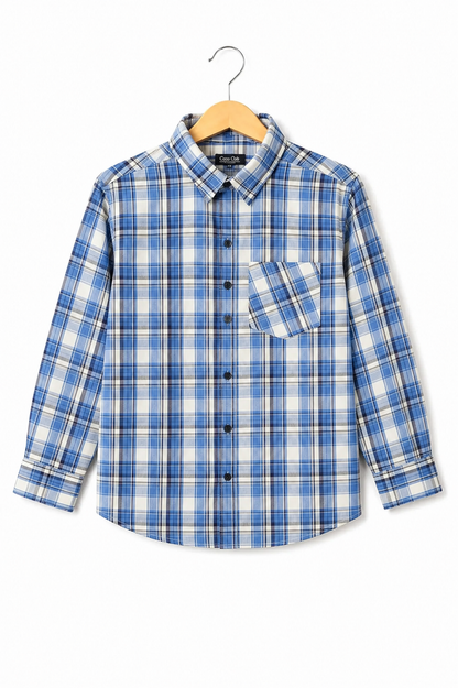 Black & Blue Checked Long Sleeves Casual Shirt 601