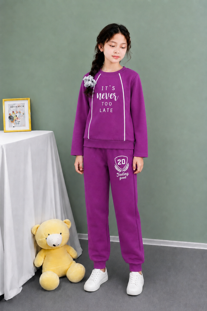It’s Never too late(Deep Magenta Purple Color) Fleece Tracksuit