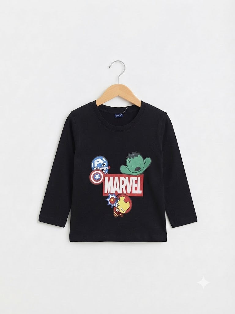 Marvel Printed Black T-Shirt