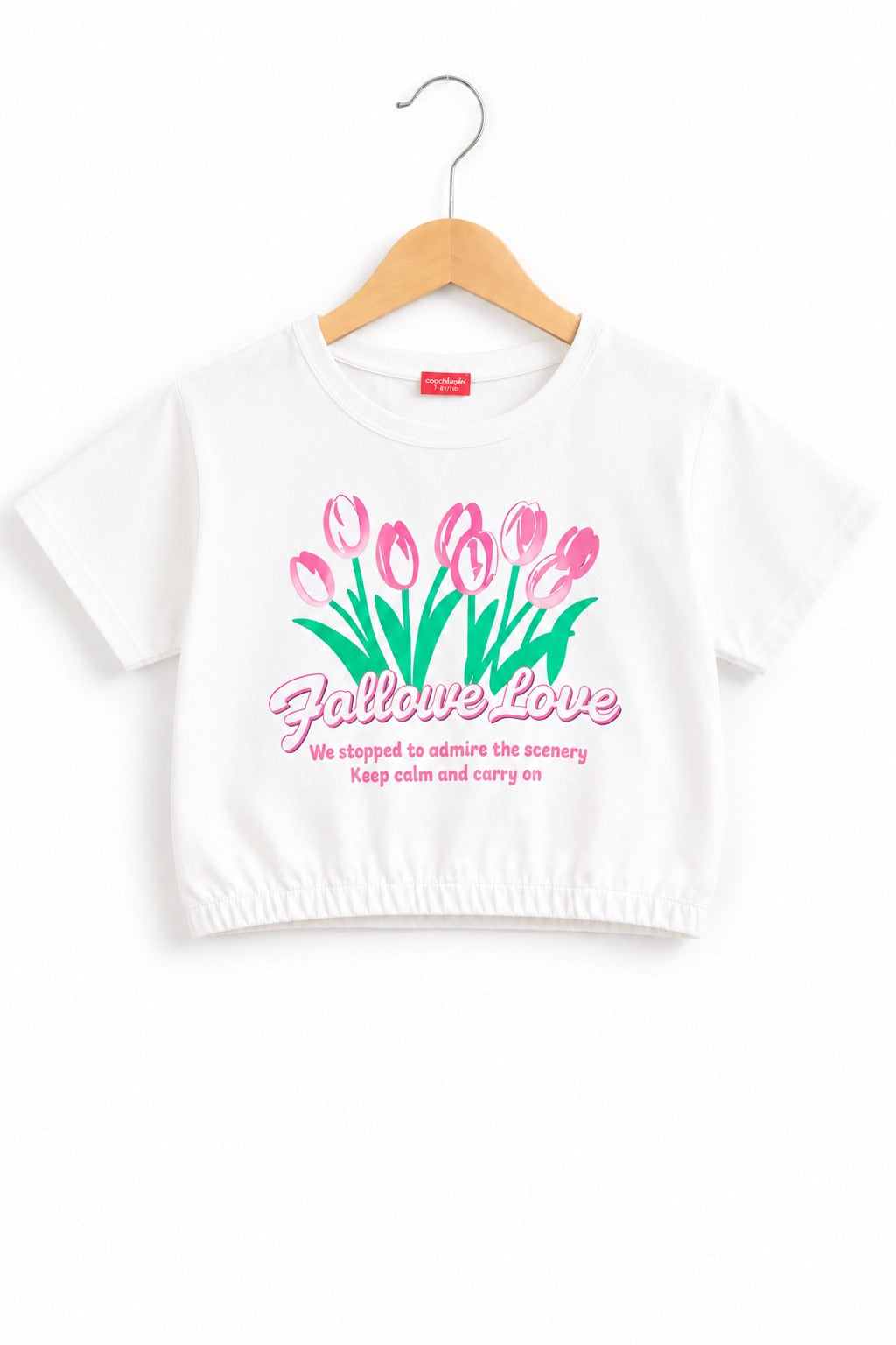 Flowers Printed White Girls T Shirt
