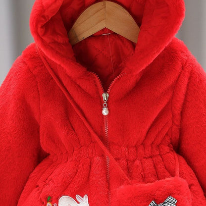 Bunny Bliss Plush Coat Red 914