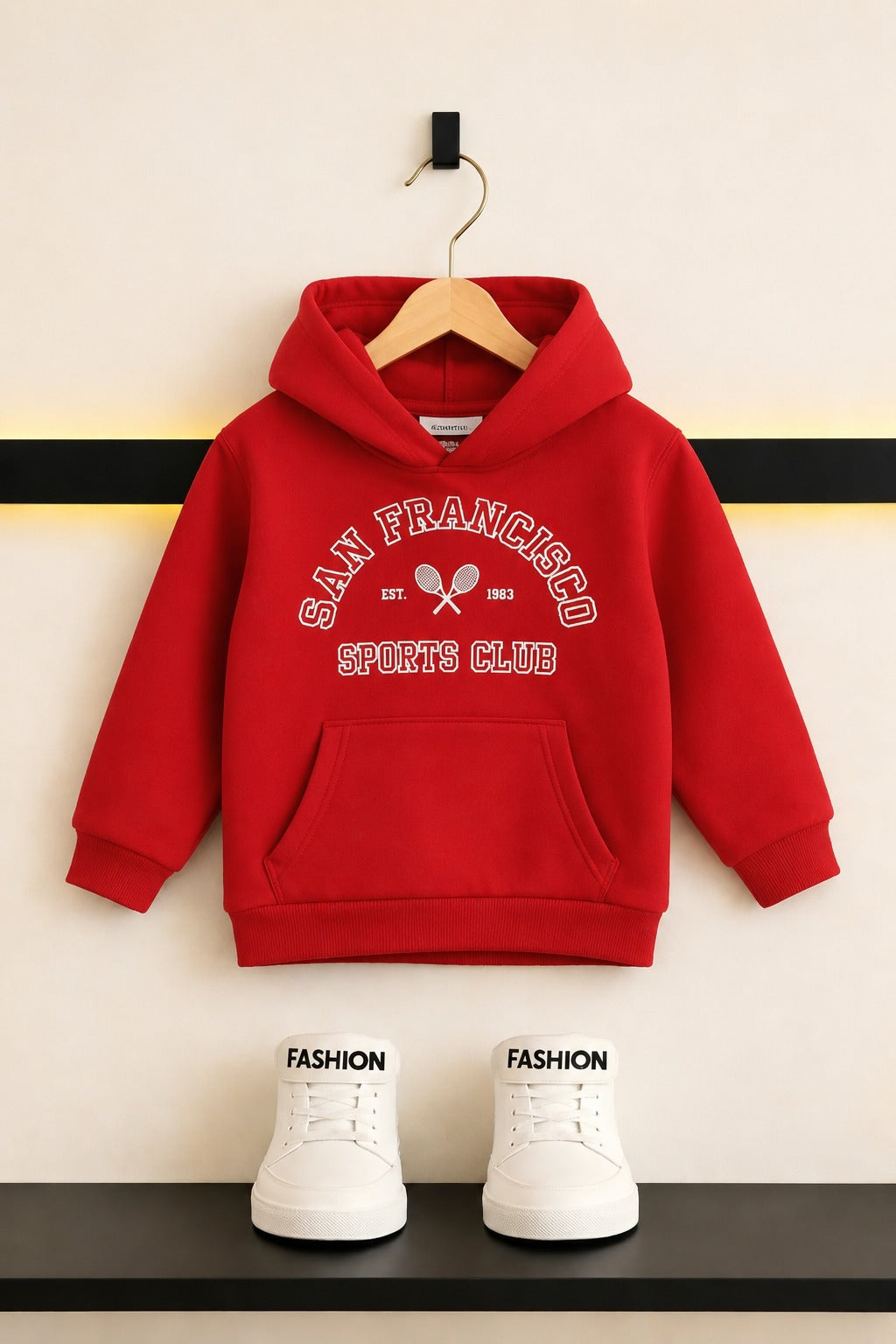 [Sports Club ] Printed Red  Fleece Boys  Hoodie 504
