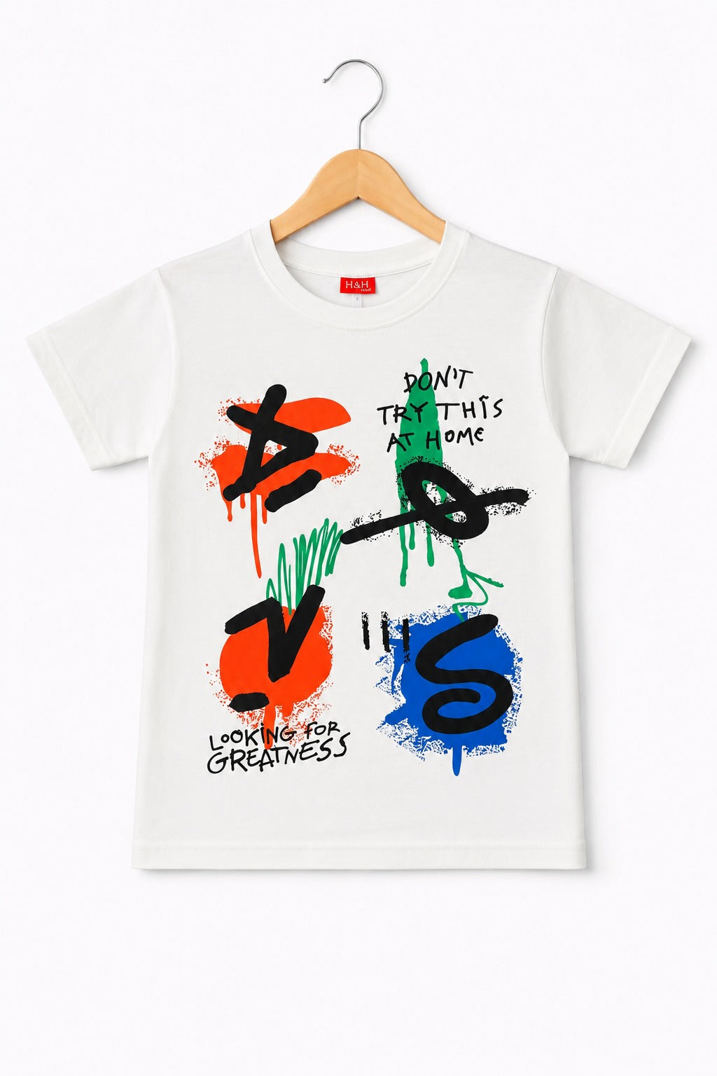 Paint Drip Graphic Printed White  Boys T-Shirt