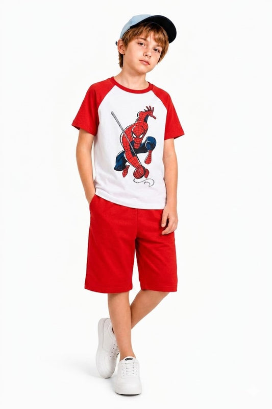Spiderman Printed Red& White Nicker Suit Boys 208