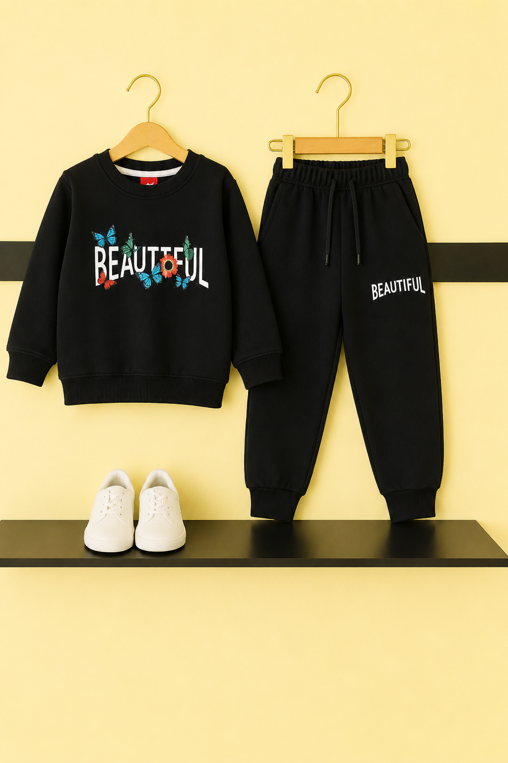 [ButterFly] Printed Black Winter Tracksuit 211