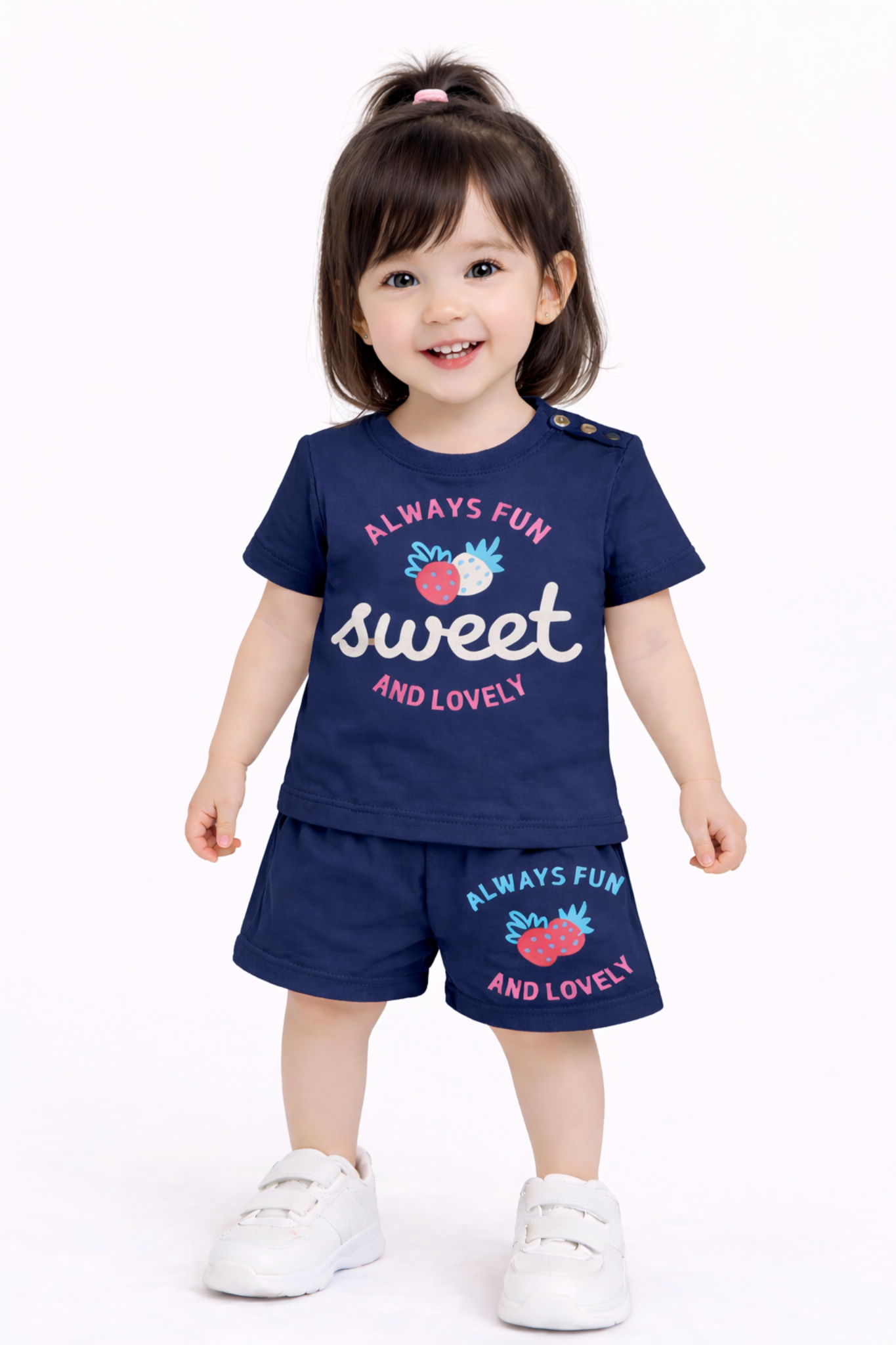 Sweets Fun Printed Navy Girls Nicker Suit 232
