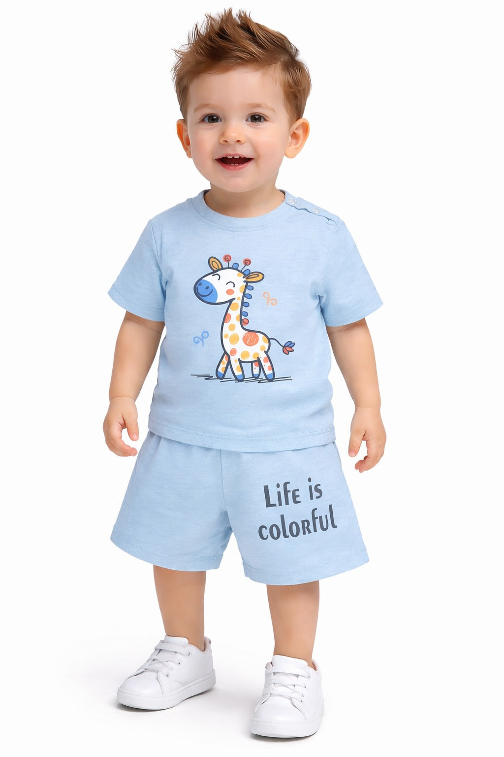 Little Giraffe Printed Light Blue  New Born  Nicker Suit 225