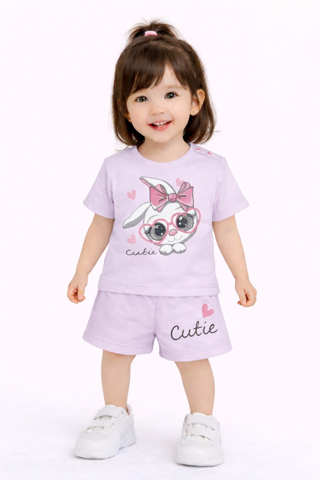 Cutie Printed Light Purple Girls Nicker Suit