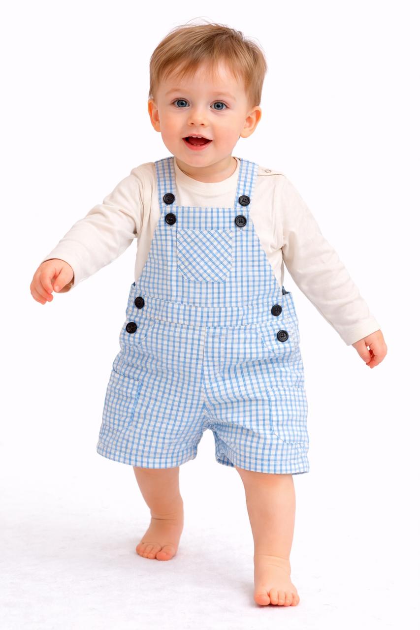 Blue & White Check  Adventure New Born Boys Romper 103