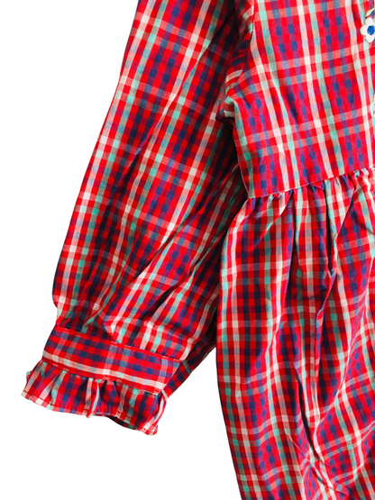 White &Navy Checked Pink Girls Top 244