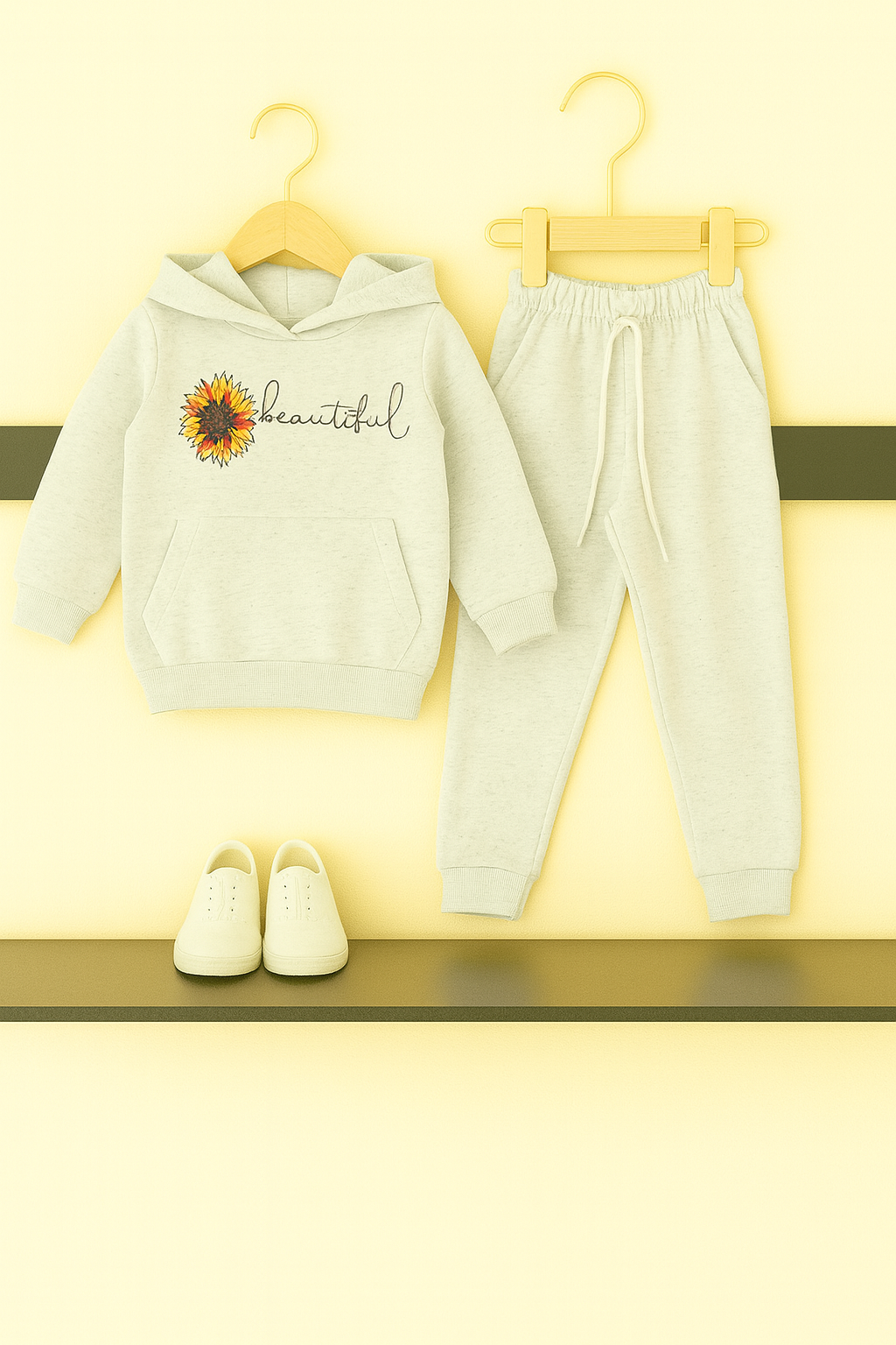 Beautiful Sunflower Hoodie Set – Girls Winter Tracksuit