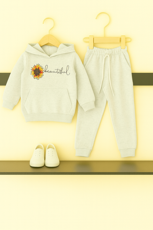 Beautiful Sunflower Hoodie Set – Girls Winter Tracksuit