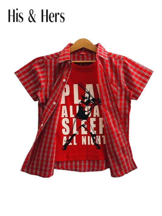 Black & White Checked Red Double Casual Shirt 221