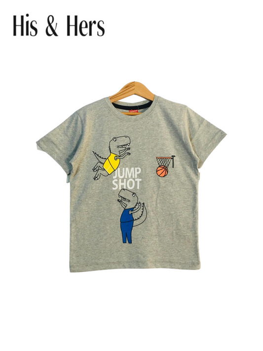 Dinosaur Jump Shot Grey T-Shirt Boys 458
