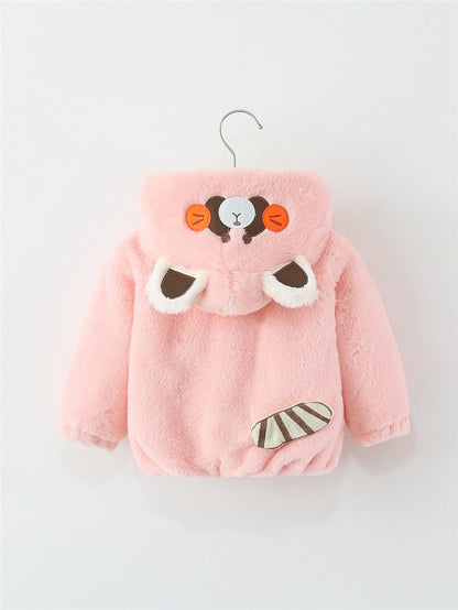 Pink Furry Bear Hoodie Jacket