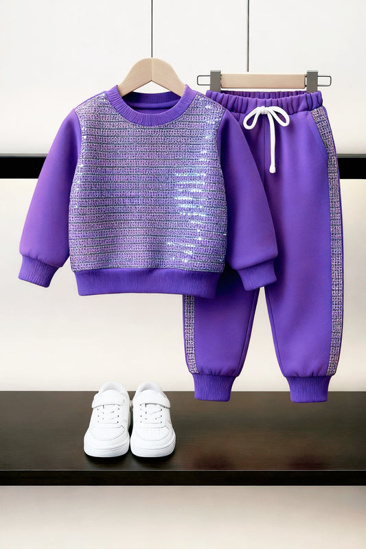 Sparkle & Shine Purple Sequin Tracksuit for Kids 290