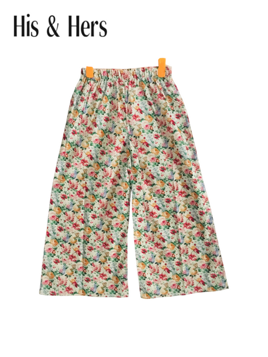 Yellow& Pink Flowers Off-white Cotton Flapper