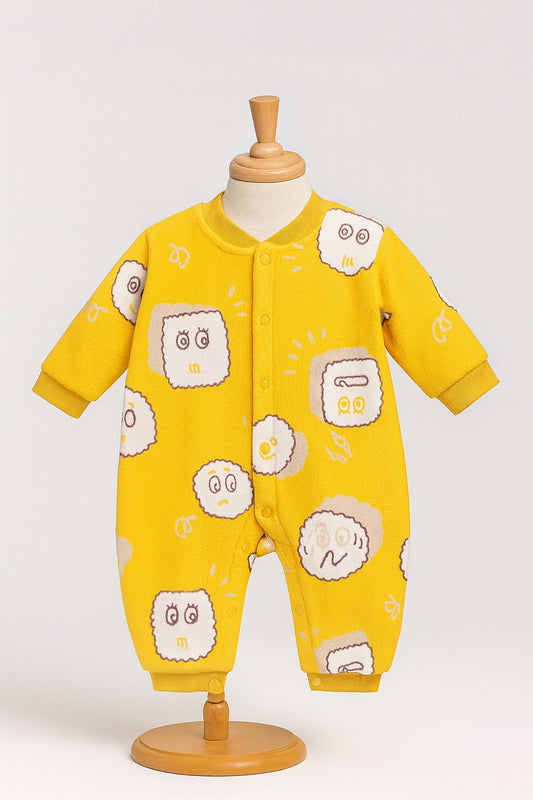 Cute Cloud  Polar Fleece Yellow Jumpsuit Bodysuit