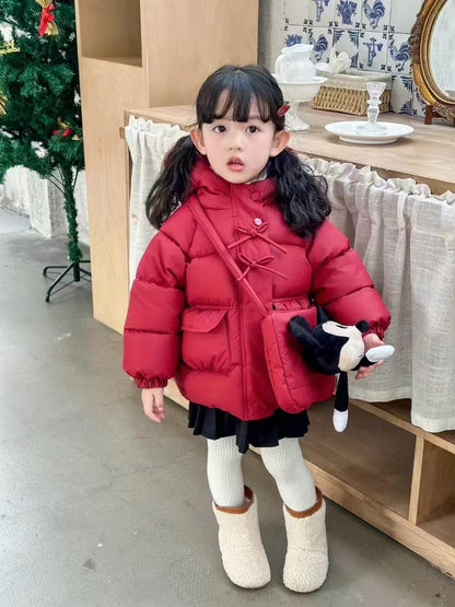 Misty Lilac Bow Puffer Jacket
