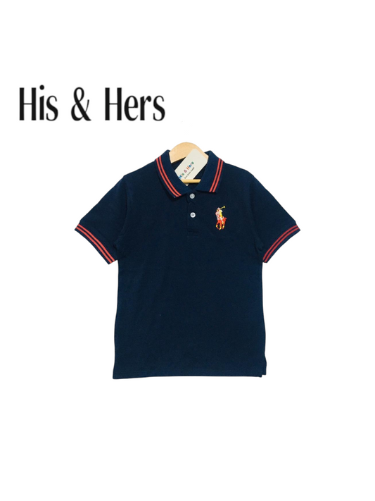 His&Hers Kid's Plain Navy Collar Polo Shirt Boys 104