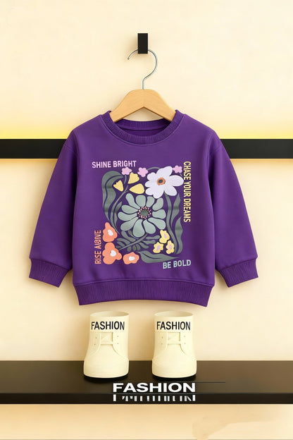 Flowers Printed Purple Sweatshirt  Girls🌼 517