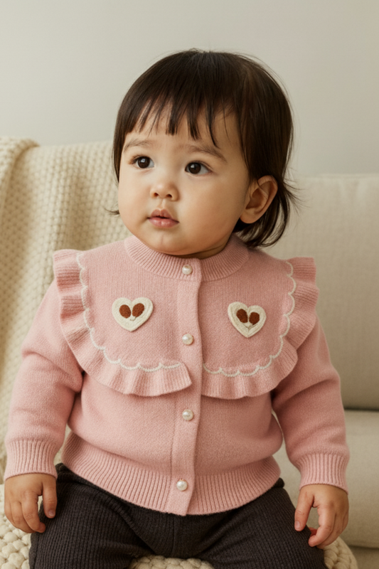 His&Hers Hearts Pink Knited Sweater Cardigans