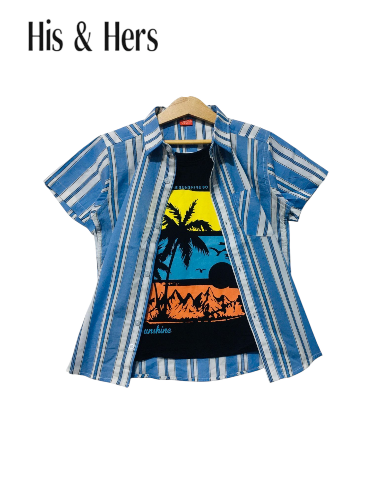 White & Blue Checked [Sunset] Double Casual Shirt Boys 207